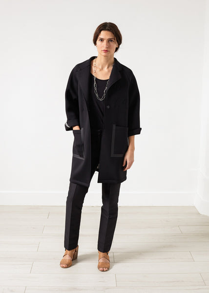 Proj Fabrik - Neoprene Flower Coat in Black image thumbnail