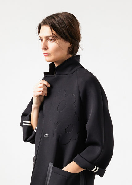 Proj Fabrik - Neoprene Flower Coat in Black image thumbnail