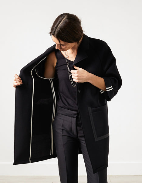 Proj Fabrik - Neoprene Flower Coat in Black image thumbnail