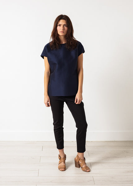 Proj Fabrik - Tucked Sleeve Blouse in Navy image thumbnail