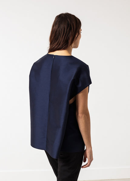Proj Fabrik - Tucked Sleeve Blouse in Navy image thumbnail