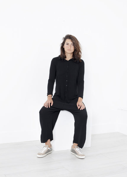 Proj Fabrik - Knit Hooded Jumpsuit in Black image thumbnail