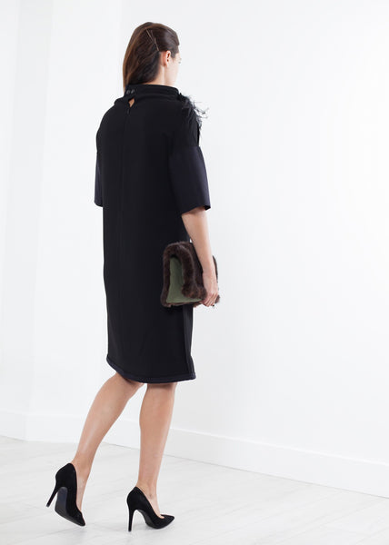 Proj Fabrik - Ostrich Plume Dress in Black image thumbnail