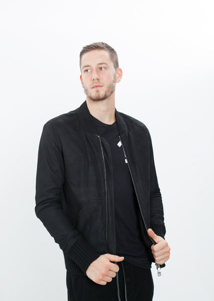 Proj Fabrik - Broken Leather Bomber in Black image thumbnail