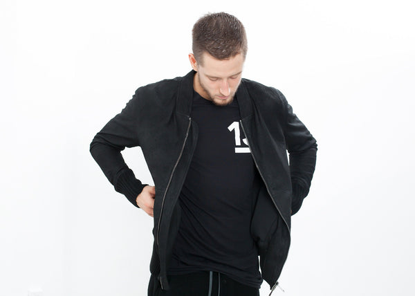 Proj Fabrik - Broken Leather Bomber in Black image thumbnail
