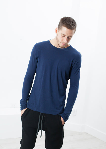 Proj Fabrik - Cashmere Jersey Long Sleeve Tee in Navy image thumbnail