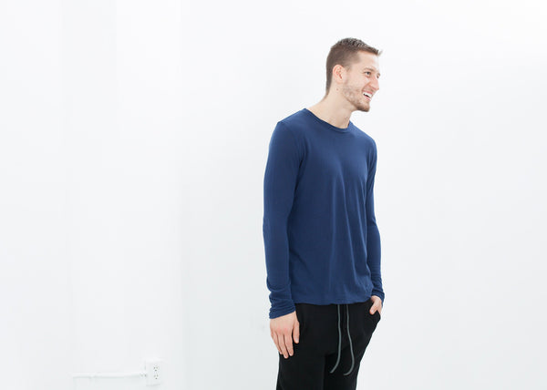 Proj Fabrik - Cashmere Jersey Long Sleeve Tee in Navy image thumbnail