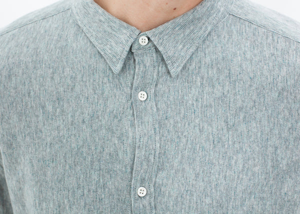 Proj Fabrik - Kasuri Jersey Button-Up in Blue Grey image thumbnail