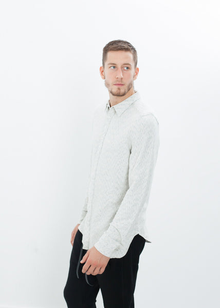 Proj Fabrik - Kasuri Jersey Button-Up in Ivory/Black image thumbnail