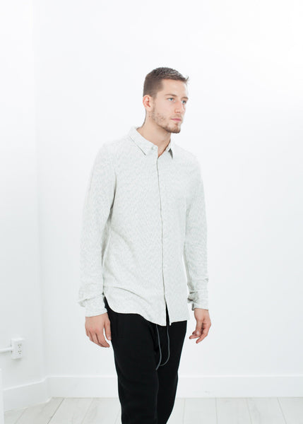 Proj Fabrik - Kasuri Jersey Button-Up in Ivory/Black image thumbnail