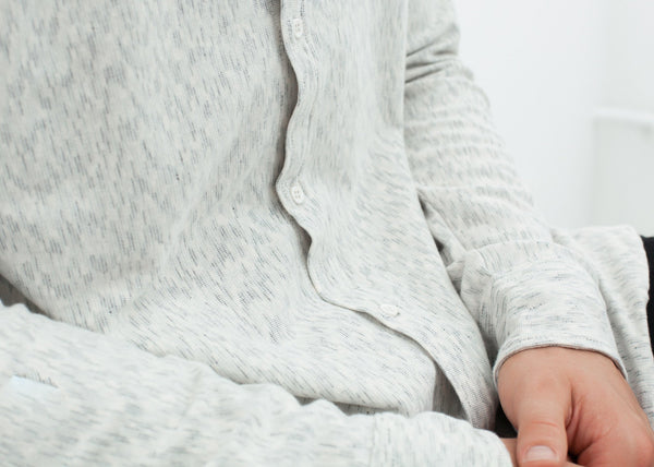 Proj Fabrik - Kasuri Jersey Button-Up in Ivory/Black image thumbnail