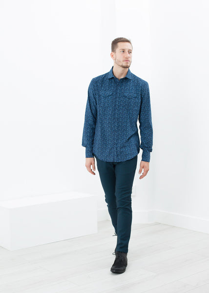 Proj Fabrik - Western Arkansas Button-Up in Blue Floral image thumbnail