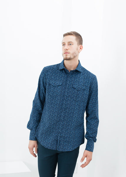 Proj Fabrik - Western Arkansas Button-Up in Blue Floral image thumbnail