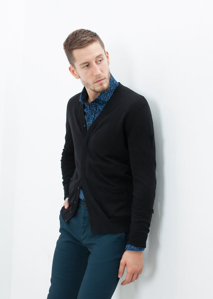 Proj Fabrik - Hidden Placket Cardigan in Black image thumbnail