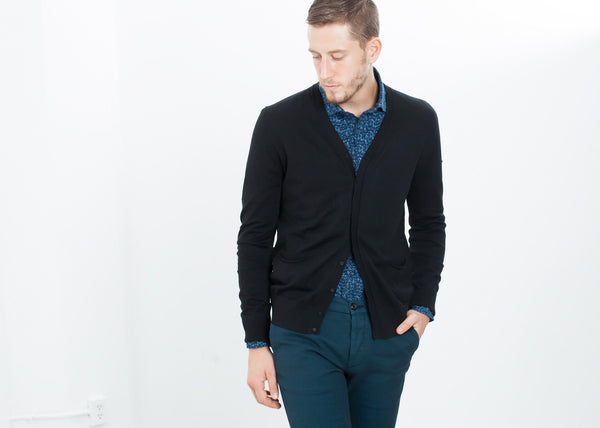 Proj Fabrik - Hidden Placket Cardigan in Black image thumbnail