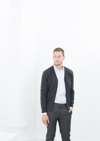 Proj Fabrik - Hidden Placket Cardigan in Charcoal image thumbnail