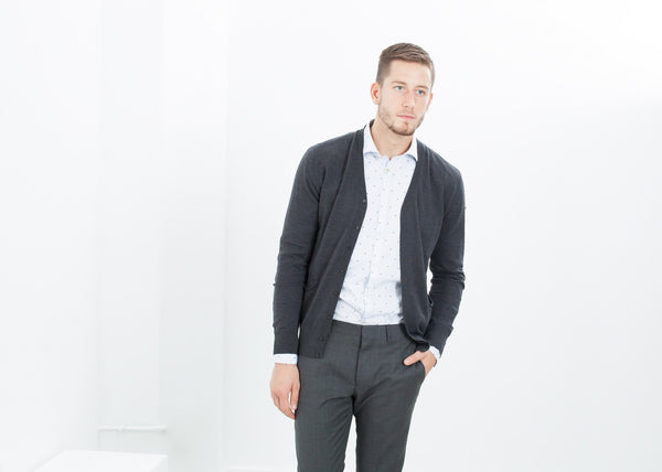 Proj Fabrik - Hidden Placket Cardigan in Charcoal image thumbnail