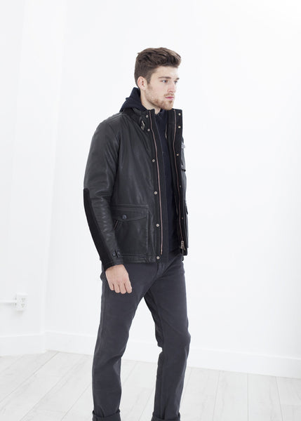 Proj Fabrik - Prince Leather Field Jacket in Meteor image thumbnail
