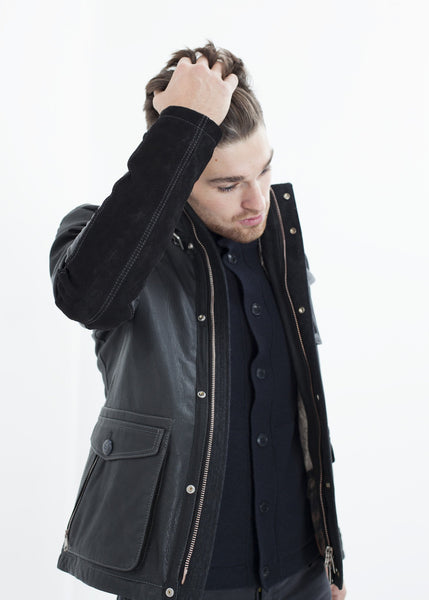 Proj Fabrik - Prince Leather Field Jacket in Meteor image thumbnail