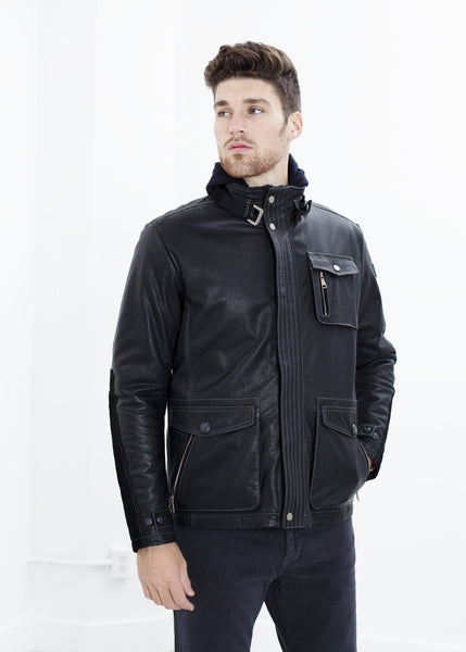 Proj Fabrik - Prince Leather Field Jacket in Meteor image thumbnail