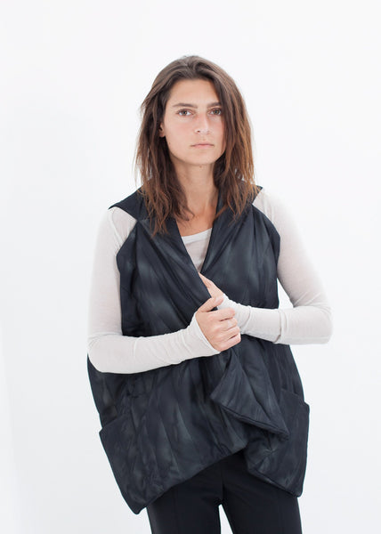 Proj Fabrik - Quilted Mesh Waistcoat in Black/White image thumbnail