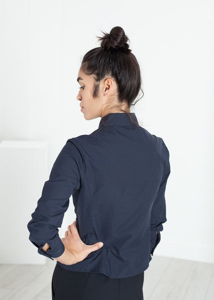 Proj Fabrik - Wrinkled Tux Shirt in Navy image thumbnail