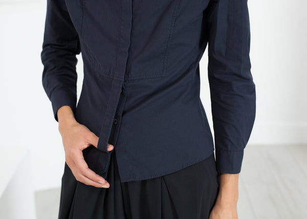 Proj Fabrik - Wrinkled Tux Shirt in Navy image thumbnail