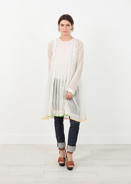 Proj Fabrik - Pink Bib Dress in White image thumbnail