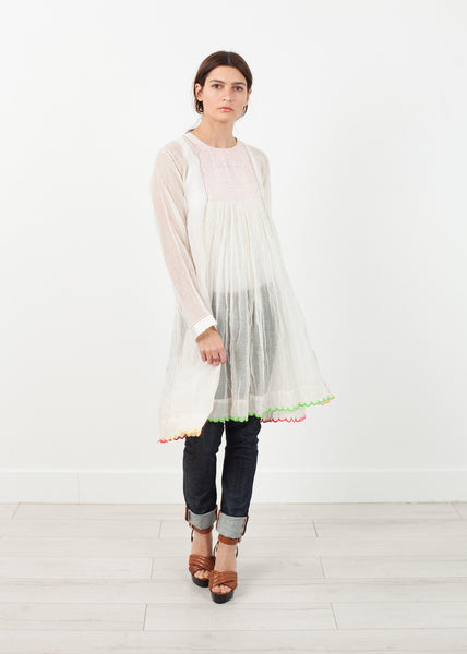 Proj Fabrik - Pink Bib Dress in White image thumbnail