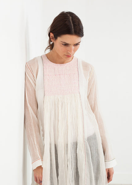 Proj Fabrik - Pink Bib Dress in White image thumbnail