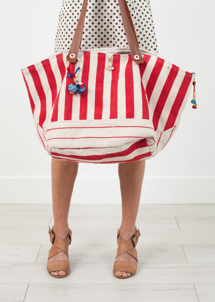Proj Fabrik - Woven Oversized Tote in Red Stripe image thumbnail