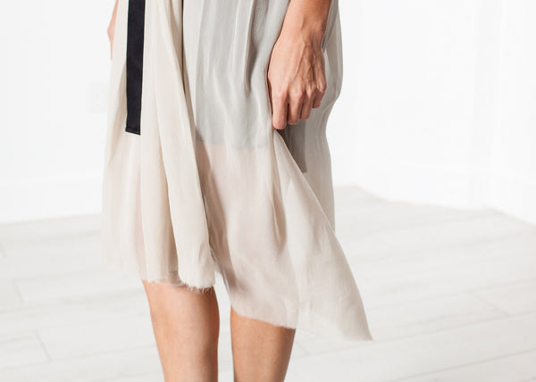 Proj Fabrik - Chiffon Cape Back Dress in Sand image thumbnail