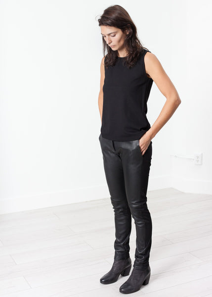 Proj Fabrik - Leather Panel Trouser in Black image thumbnail