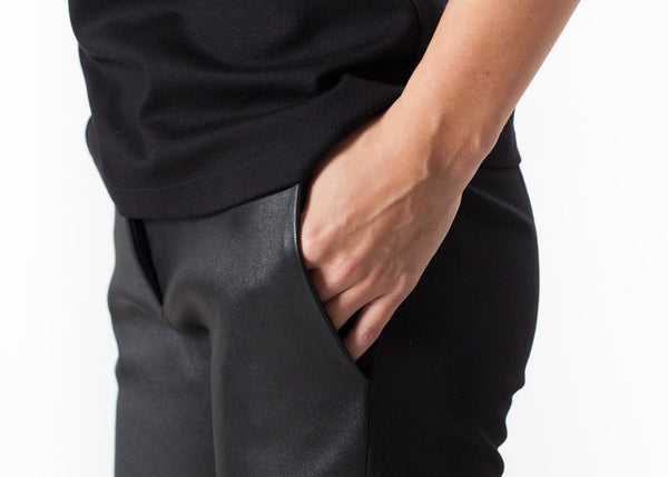 Proj Fabrik - Leather Panel Trouser in Black image thumbnail