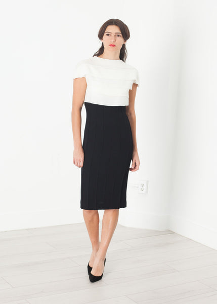 Proj Fabrik - Layered Contrast Dress in Cream/Black image thumbnail