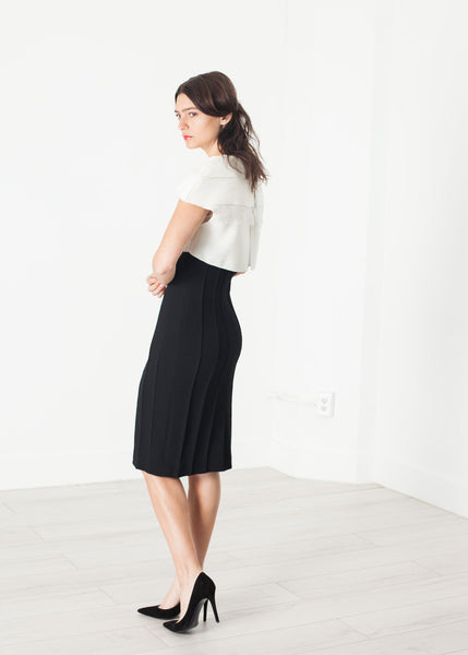 Proj Fabrik - Layered Contrast Dress in Cream/Black image thumbnail