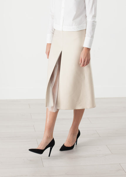 Proj Fabrik - Tulle Pleat Skirt in Cream image thumbnail