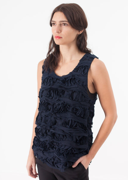 Proj Fabrik - Ruffled Tank Top in Navy image thumbnail