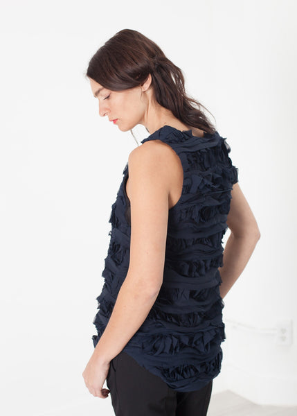 Proj Fabrik - Ruffled Tank Top in Navy image thumbnail