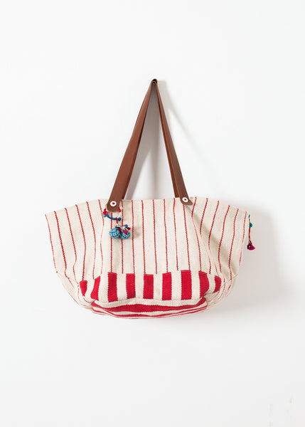 Proj Fabrik - Woven Oversized Tote in Red Stripe image thumbnail