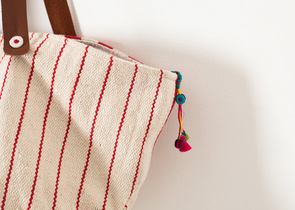 Proj Fabrik - Woven Oversized Tote in Red Stripe image thumbnail