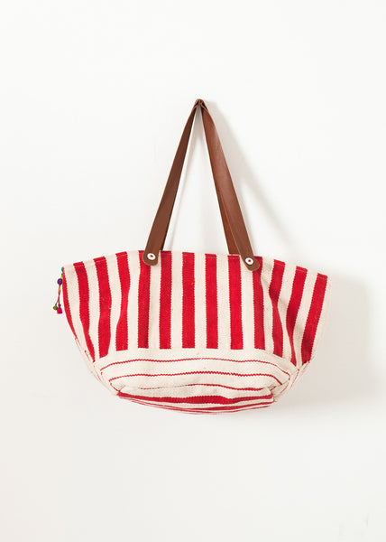Proj Fabrik - Woven Oversized Tote in Red Stripe image thumbnail