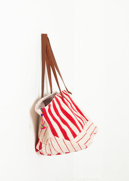 Proj Fabrik - Woven Oversized Tote in Red Stripe image thumbnail