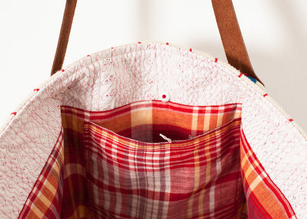 Proj Fabrik - Woven Oversized Tote in Red Stripe image thumbnail