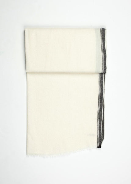 Proj Fabrik - Edged Wool Scarf in Off White image thumbnail