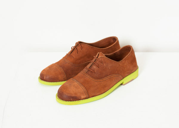 Proj Fabrik - Suede Oxford in Natural/Lime image thumbnail