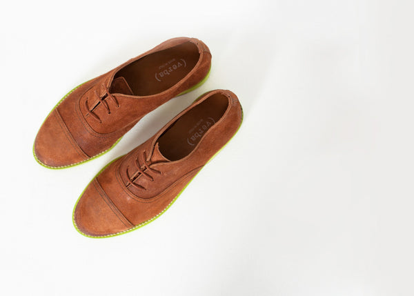 Proj Fabrik - Suede Oxford in Natural/Lime image thumbnail