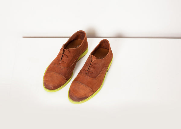 Proj Fabrik - Suede Oxford in Natural/Lime image thumbnail