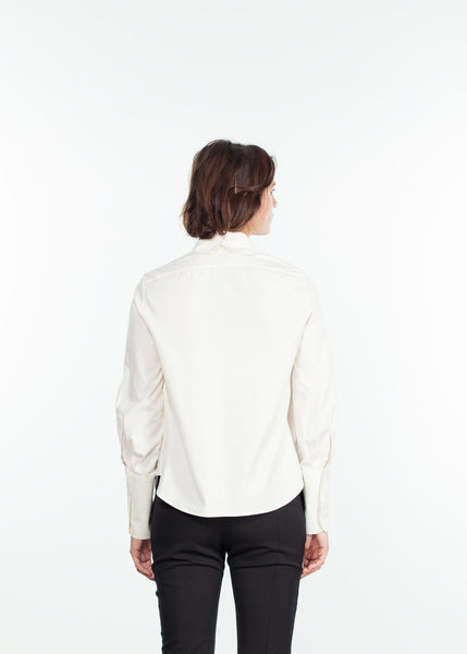 Proj Fabrik - Trim Collar Poplin Blouse in Off White image thumbnail