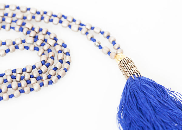 Proj Fabrik - Prayer Bead Necklace in Grey/Blue image thumbnail